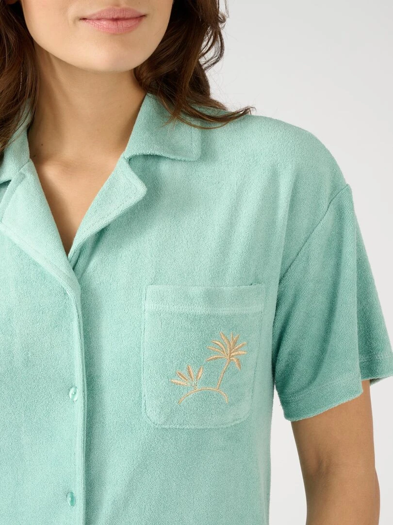 Chemise de nuit maille bouclette Damart Vert anis