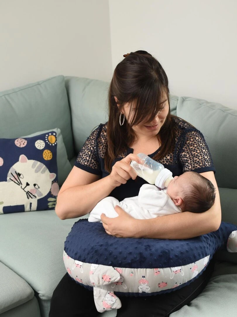 Taie de coussin en tricot de coton Chaton Bleu