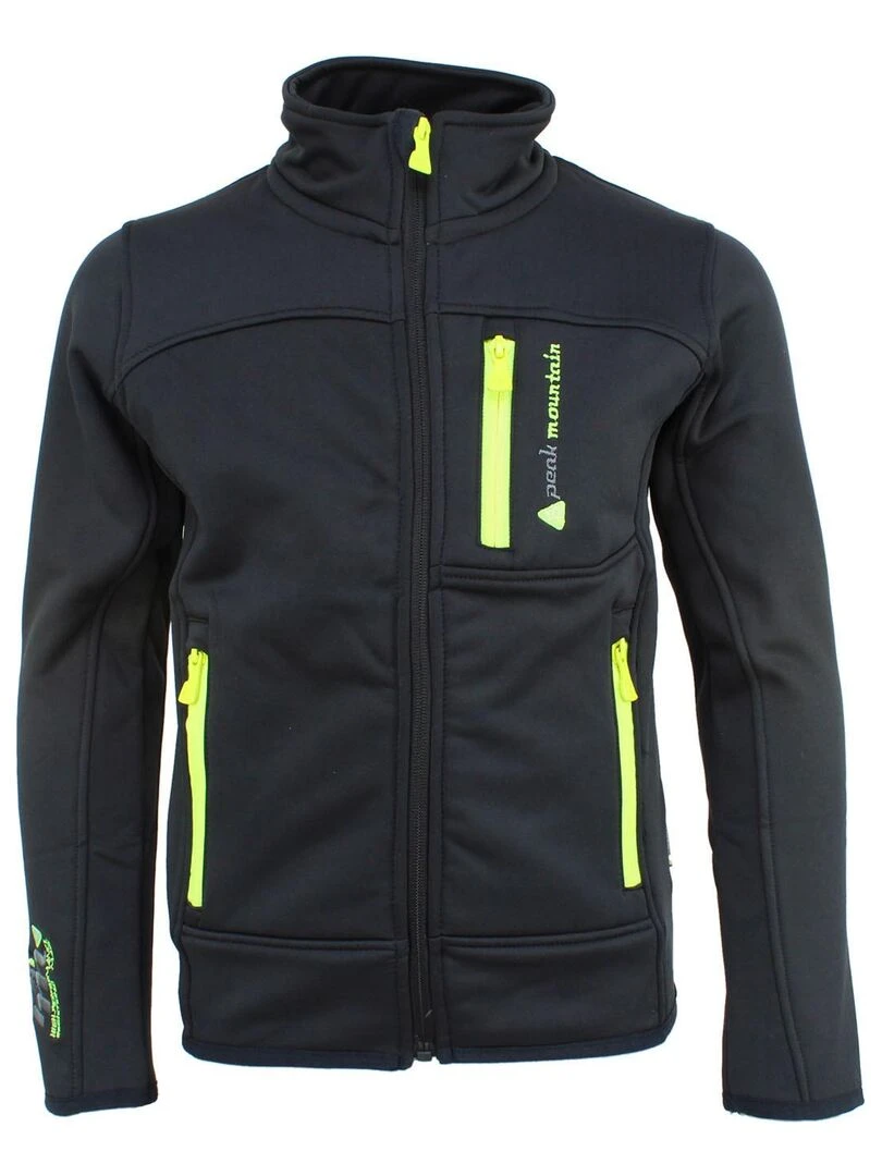Blouson polarshell garçon ECANTON PEAK MOUNTAIN Noir Jaune