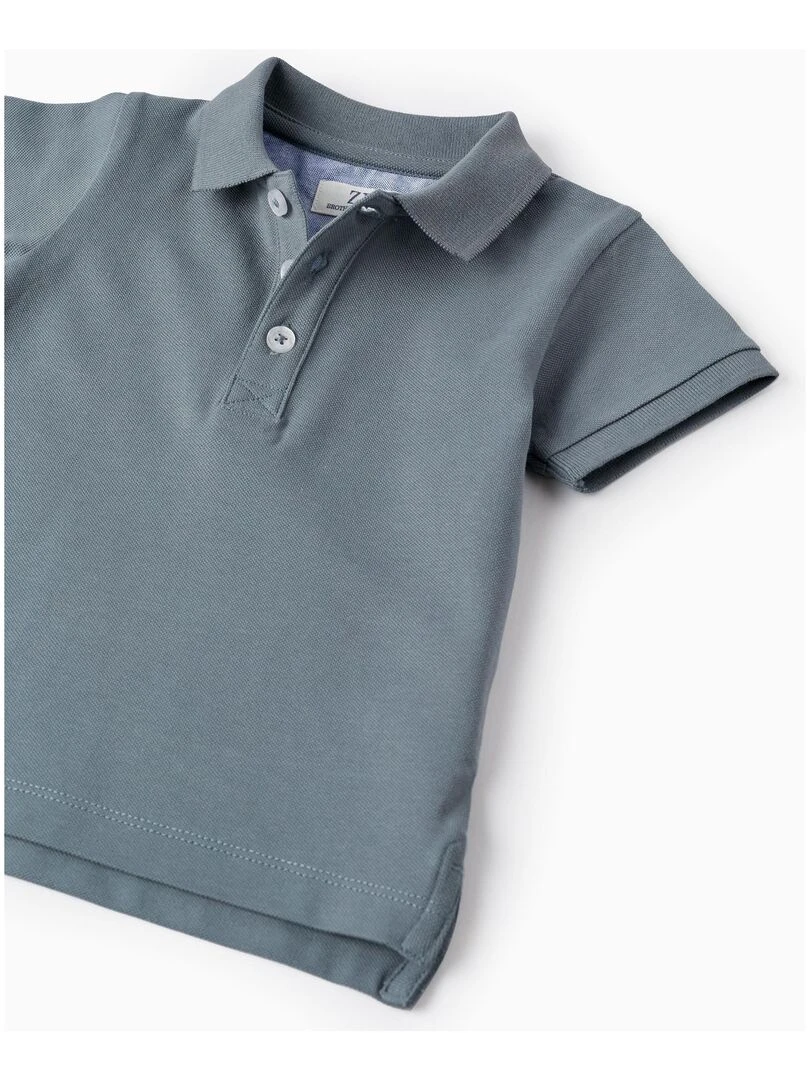 Polo à manches courtes en piqué de coton pour bébé garçon 'B&S' manches courtes BROTHERS&SISTERS   Bleu