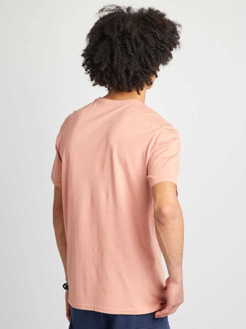 T shirt en jersey à col rond   Rose