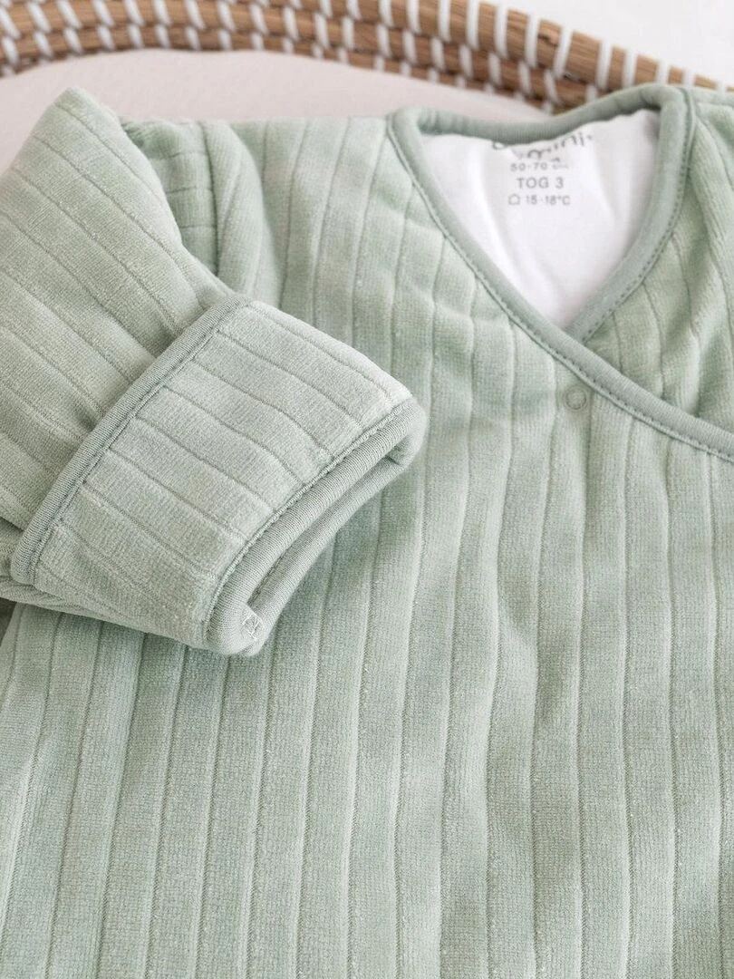 Bemini Gigoteuse  avec moufles Pady velvet et jersey   Vert pistache