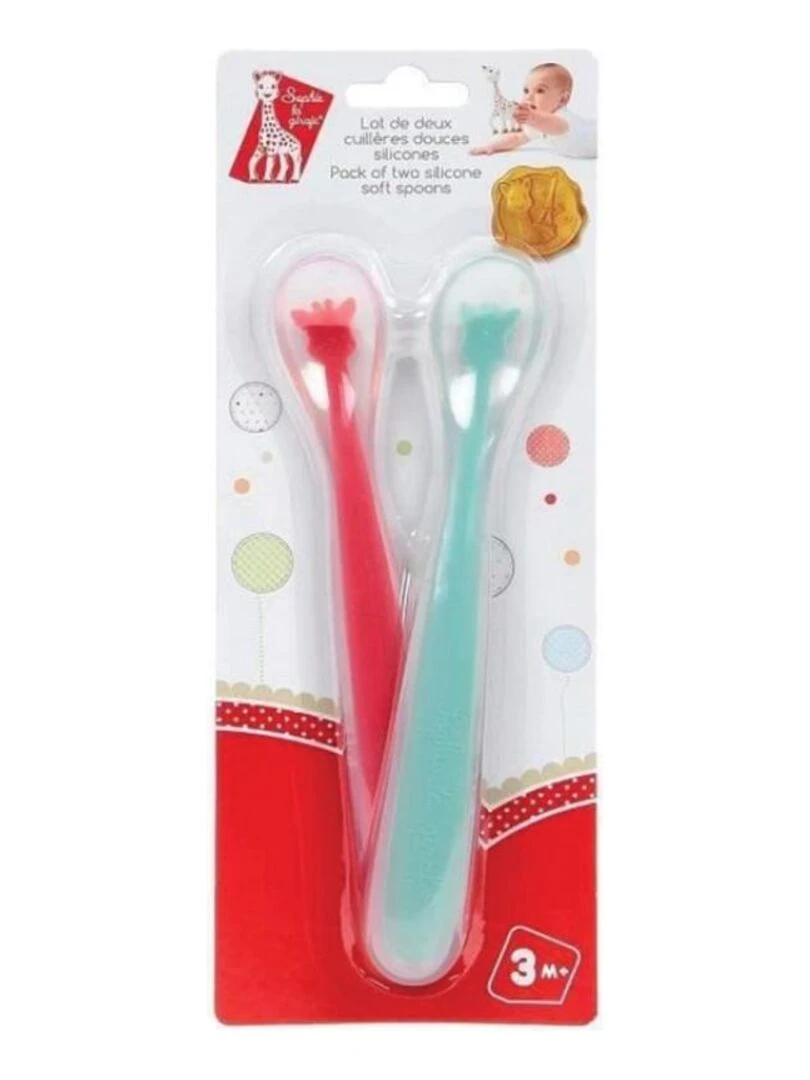 Lot De 2 Cuillères Douces Silicone Sophie La Girafe   Rouge