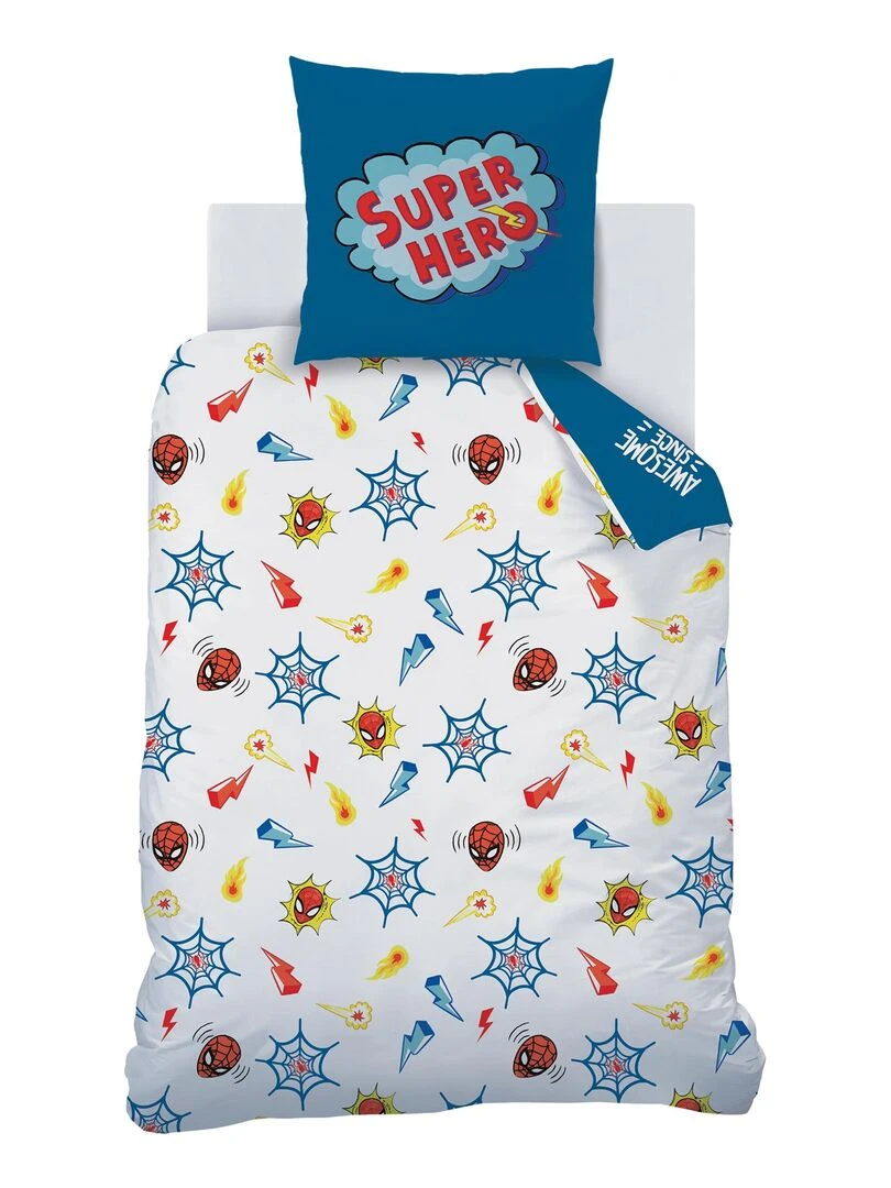 Parure de lit imprimée 100% coton  SPIDERMAN HOME AVENGER   Bleu