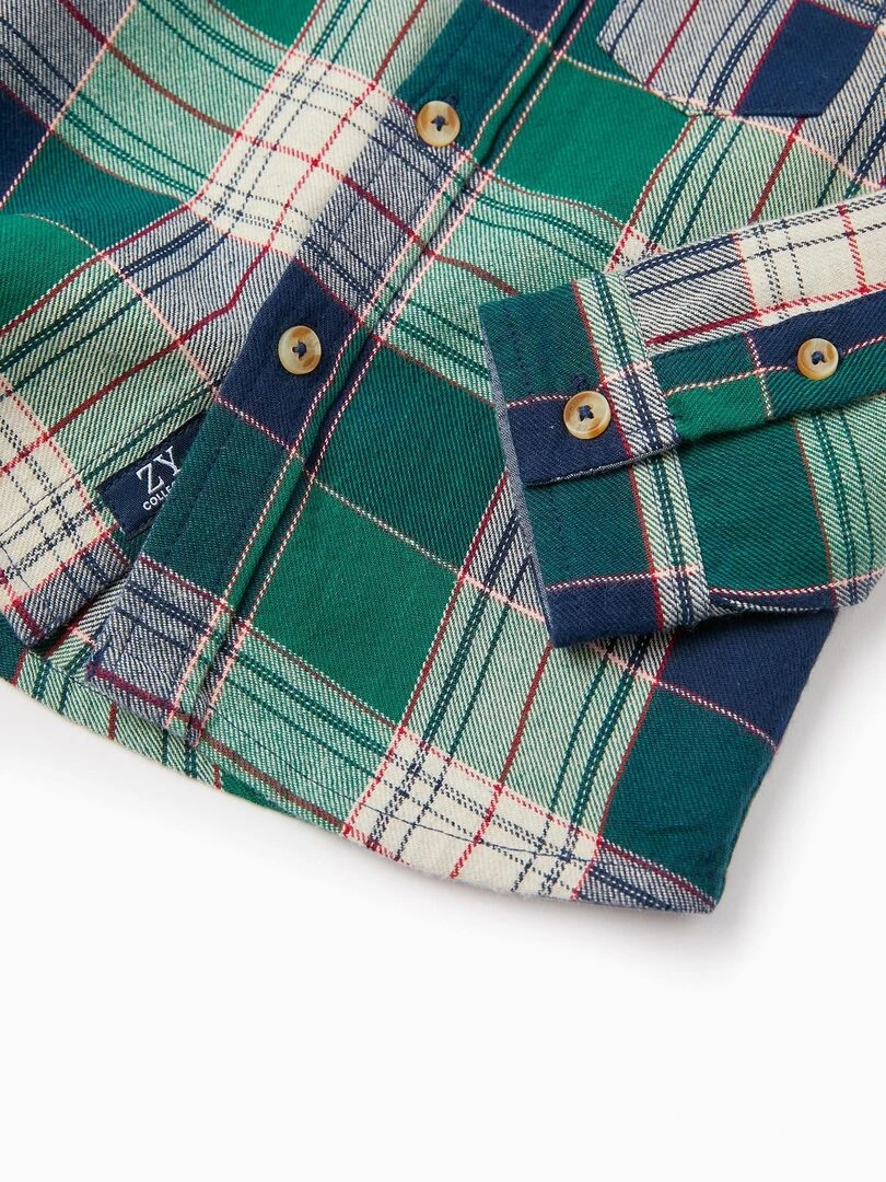 Chemise en coton à carreaux pour bébé garçon 'You&Me' manches longues NOËL   Vert