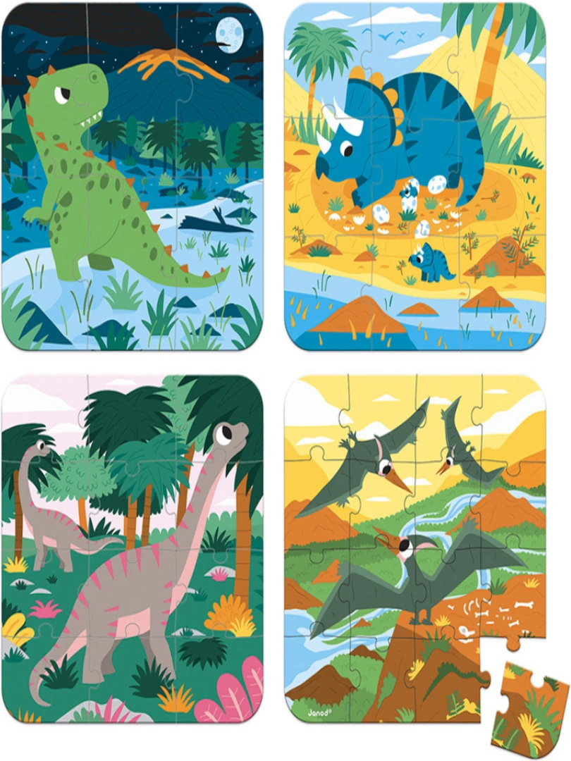 Mallette De 4 Petits Puzzles Dinosaure (6 À 16 Pièces) N/A