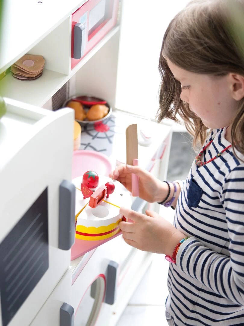 ROBA Grande Cuisine Enfant en Bois + Réfrigérateur + Lave Linge et Autres   Blanc/Rouge   N/A