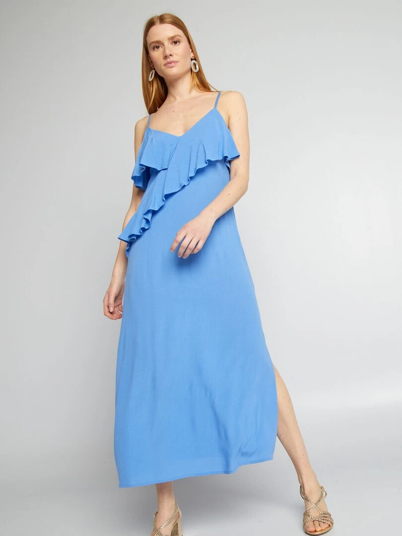 Robe longue à volants Bleu