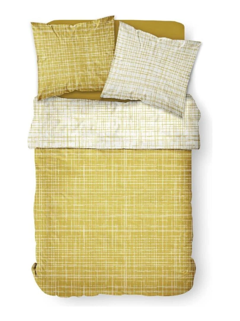 Housse de couette Sunshine Esinlord + taie(s) 100% coton 57 fils Jaune