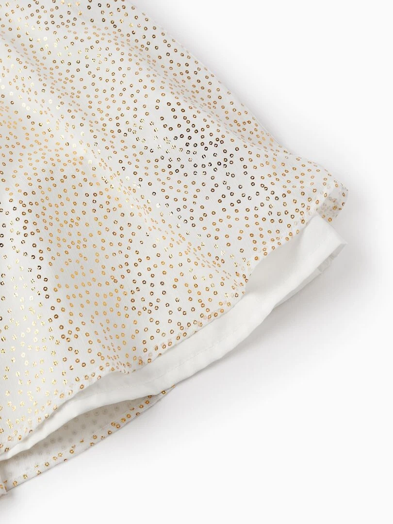 Robe de Cérémonie pour Fille manches courtes LETS PARTY   Blanc