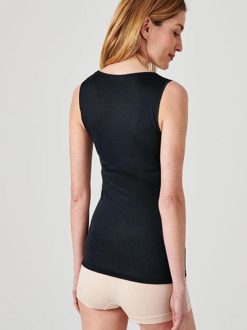 Débardeur Thermolactyl tulle brodé et 10% soie   Damart   Noir