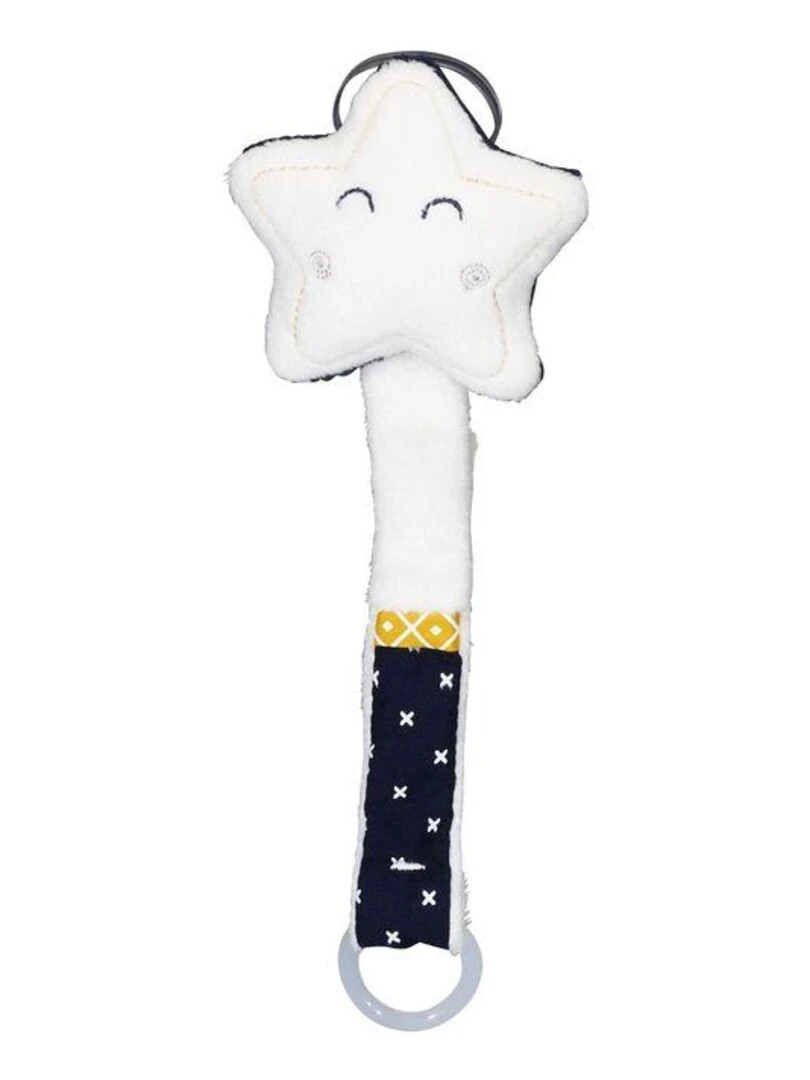 Attache tétine bébé en coton étoile SAUTHON Blanc