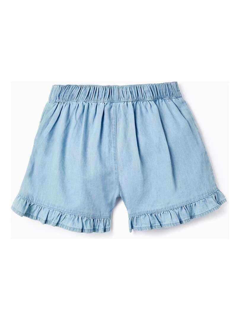 Short en Jean avec Volants pour Fille Bleu clair