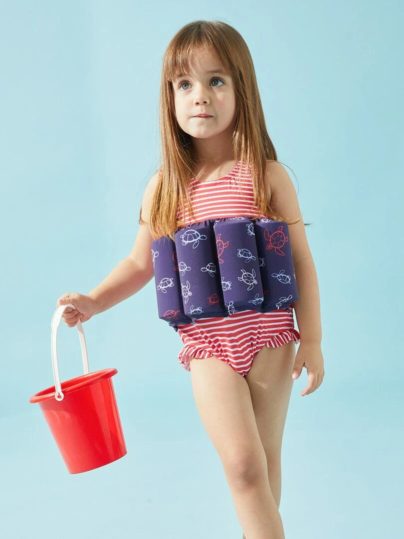 Maillot bouée à imprimé tortue marine/rouge Archimède Bleu