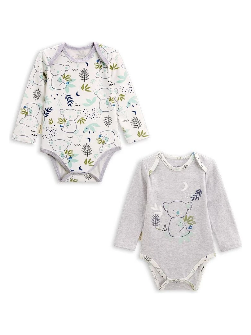 Lot de 2 bodies bébé manches longues Yakutat Gris Gris