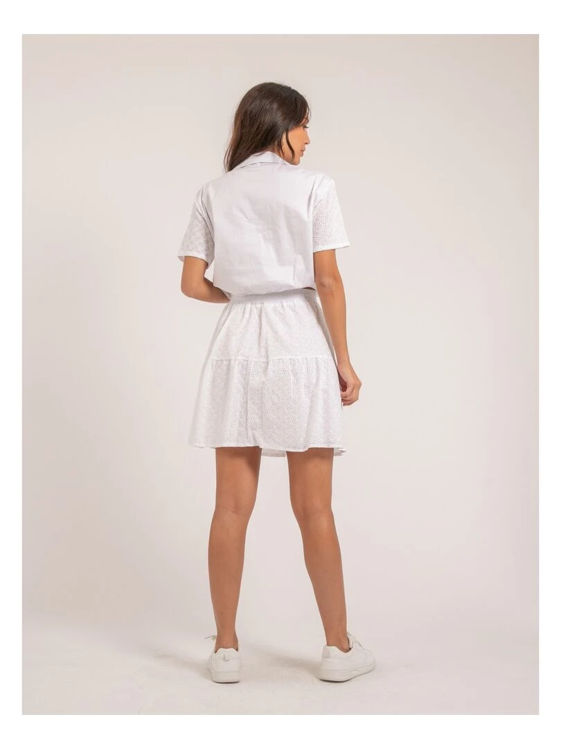 Jupe courte broderies anglaises XANNY Blanc