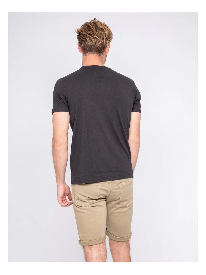 T shirt col rond pur coton NAWAK   Noir