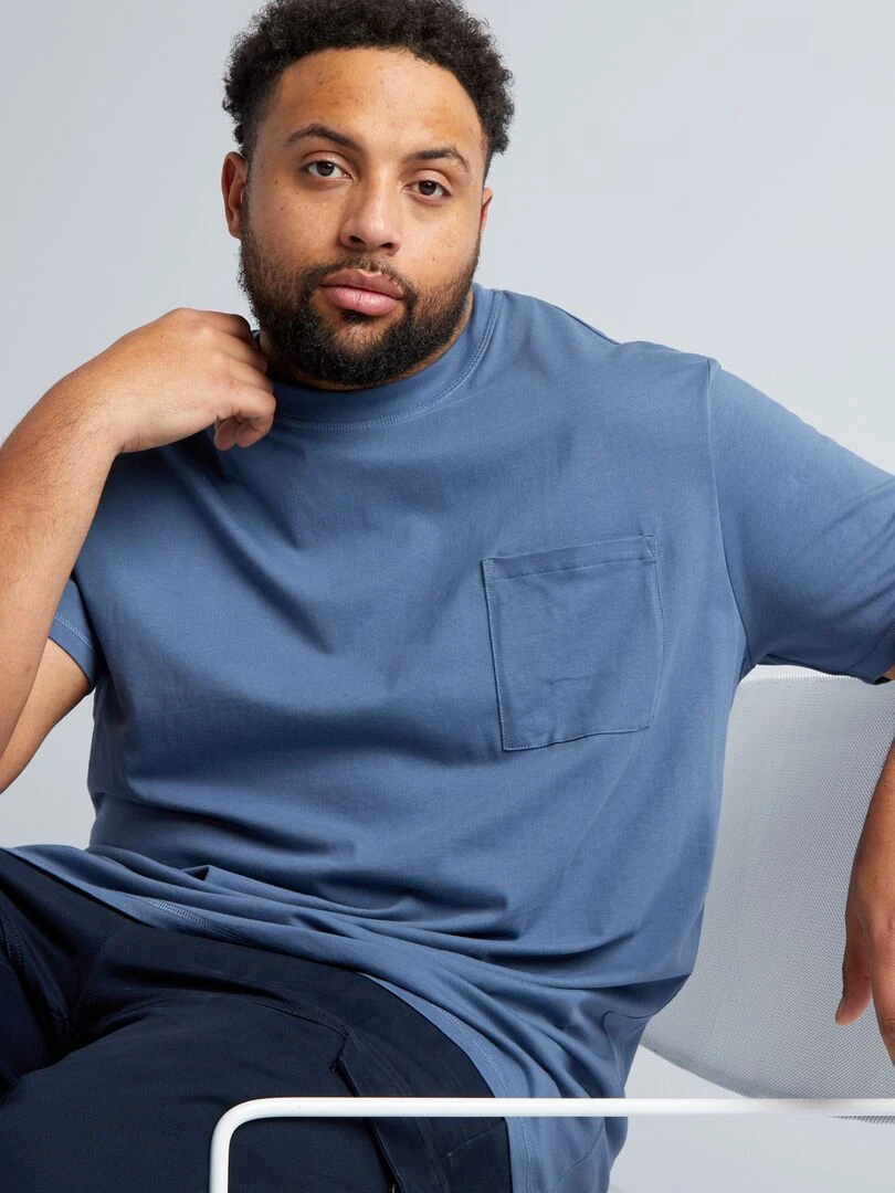 T shirt en jersey uni Bleu