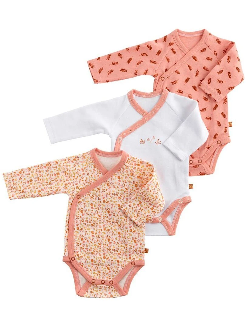 Bodies bébé Lot de 3 SAUTHON Blanc Rose