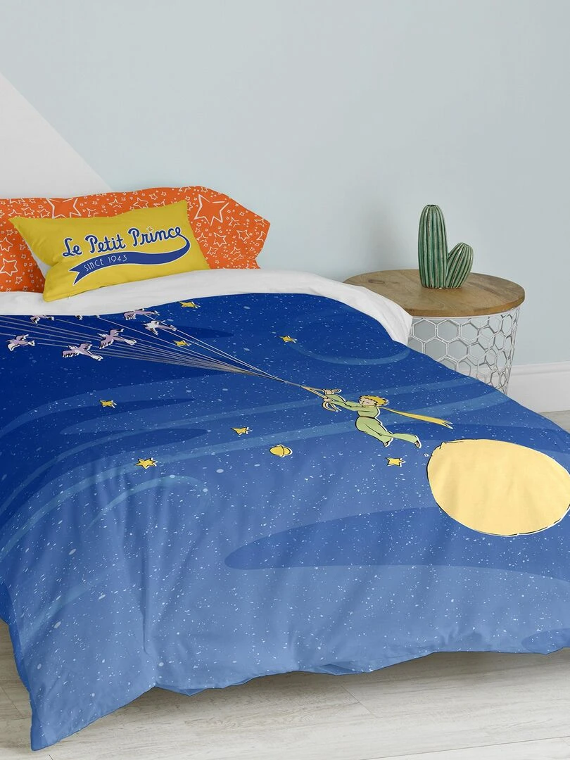 Parure housse de couette 2 pièces Migration "Happyfriday"   Bleu Jaune