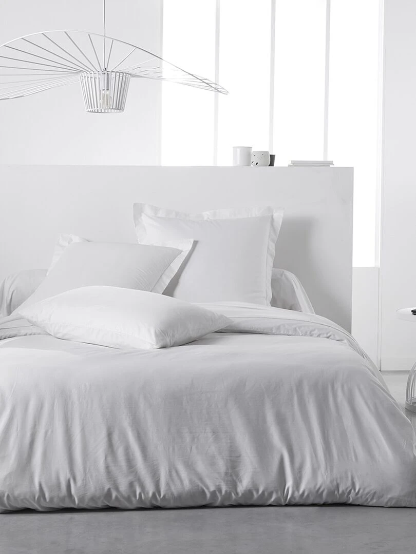 Taie d'oreiller uni en percale de coton Blanc