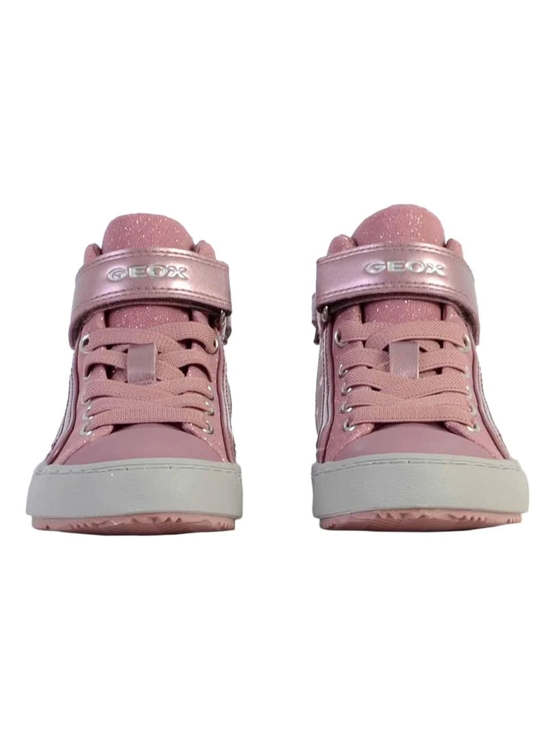 Basket Montante Cuir Enfant Geox J Kalispera   Rose