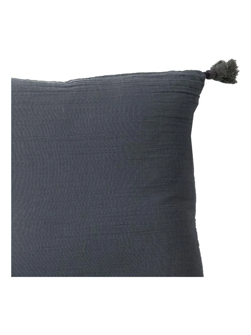 Coussin en double gaze de coton 'Deko&co' gris anthracite