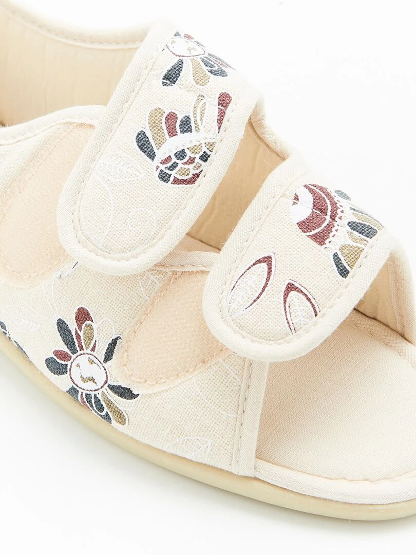 Sandales d'intérieur à scratch   Damart   Bleu foncé