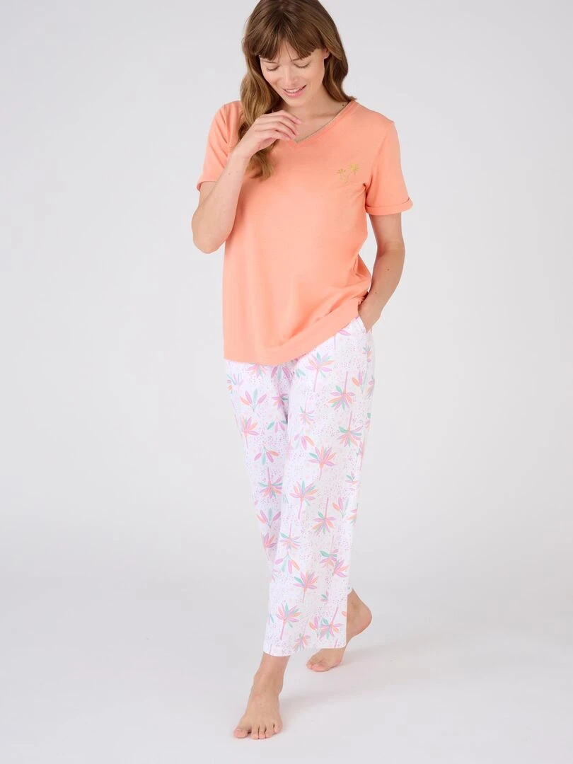 Pyjama 7/8ème pur coton Damart Orange