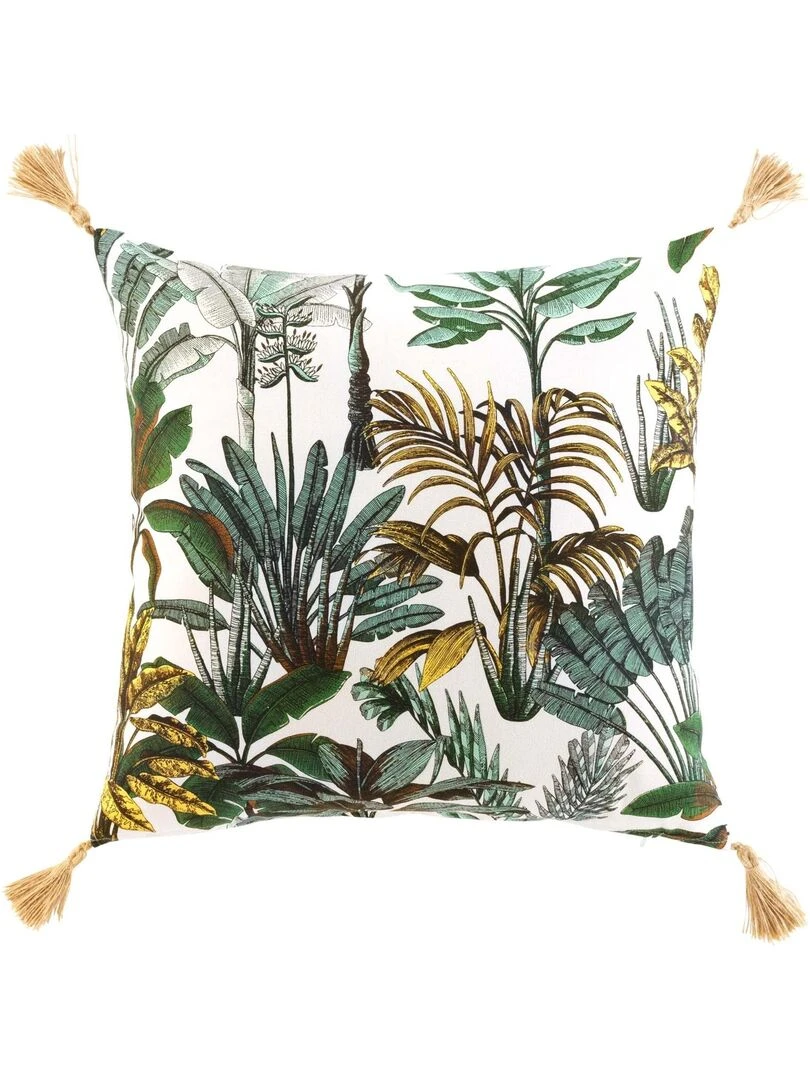 Coussin déhoussable imprimé feuillage Multicolore