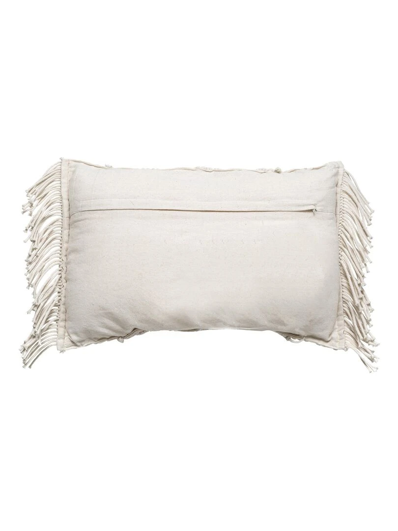 Coussin macramé à franges Beige coquille