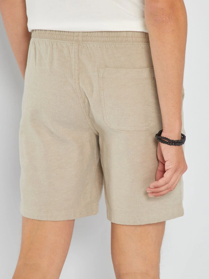 Bermuda uni à taille élastiquée   Beige