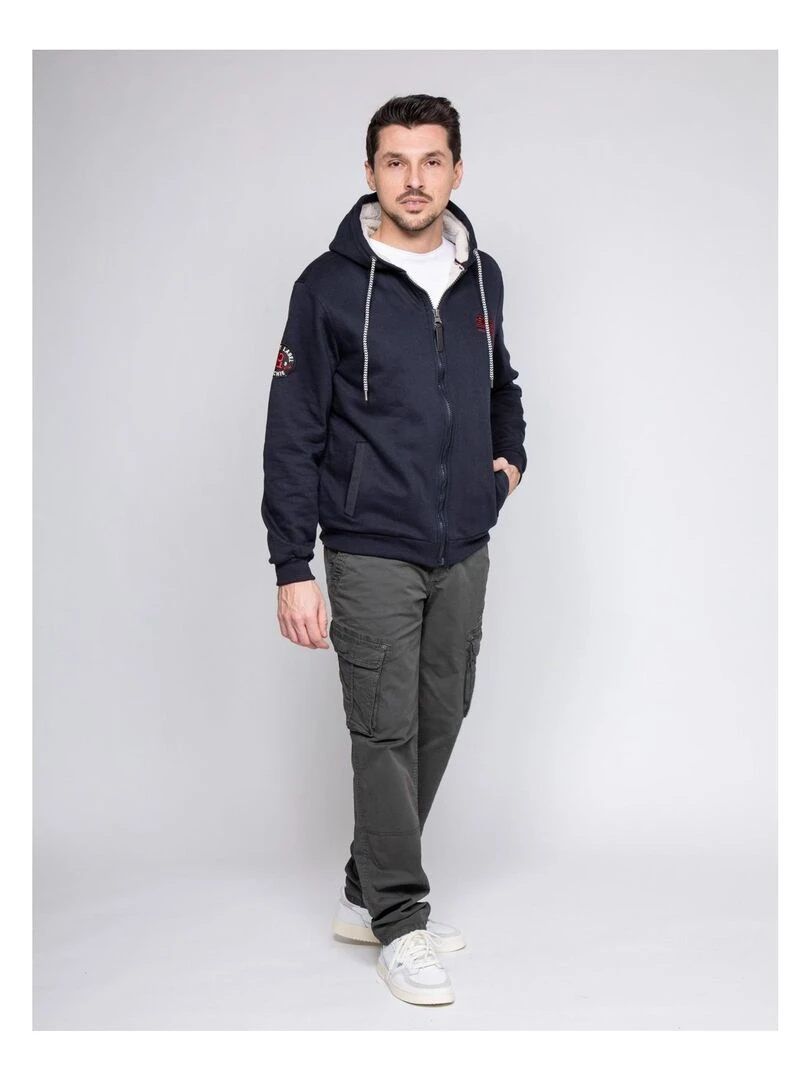 Sweat zippé capuche WARMUP   Bleu marine
