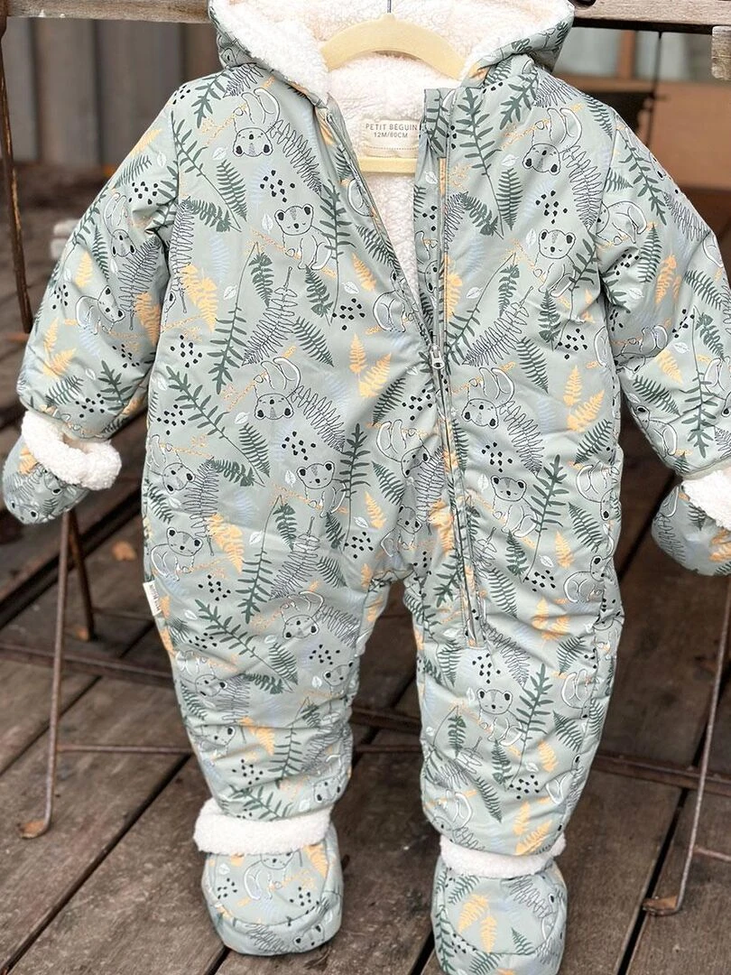 Combi pilote avec moufles et pieds amovibles Noah   Vert