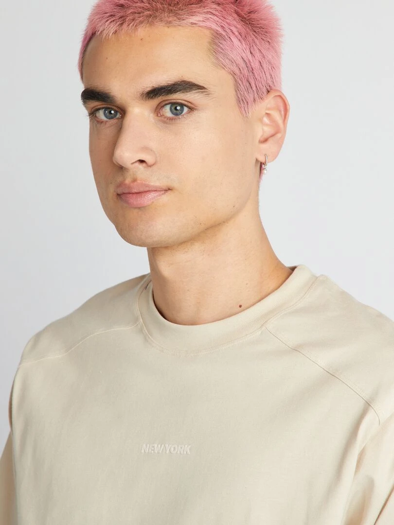 T shirt à manches courtes 'New York'   Beige