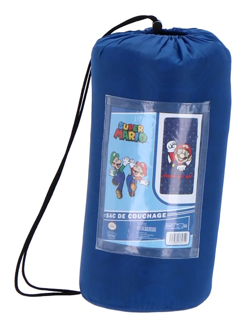 Sac De Couchage Super Mario Here We Go 100% Polyester Bleu marine