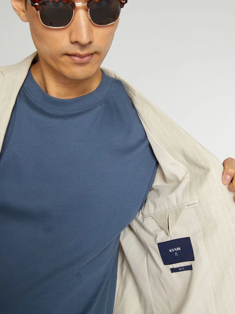 Veste de costume en lin mélangé   Beige