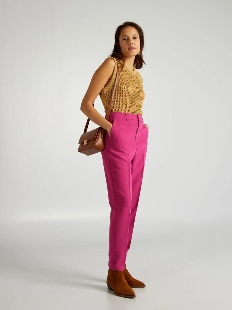 Pull court sans manches en crochet Beige
