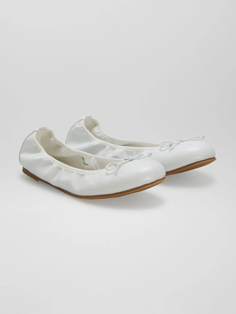 Ballerines avec nœud fantaisie BLANC