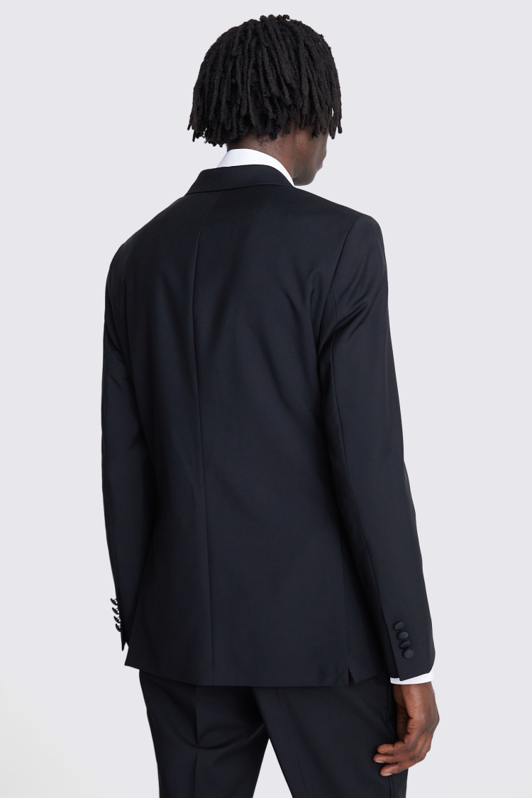 Italian Tailored Fit Black Peak Lapel Tuxedo Jacket   Buy Online at Moss