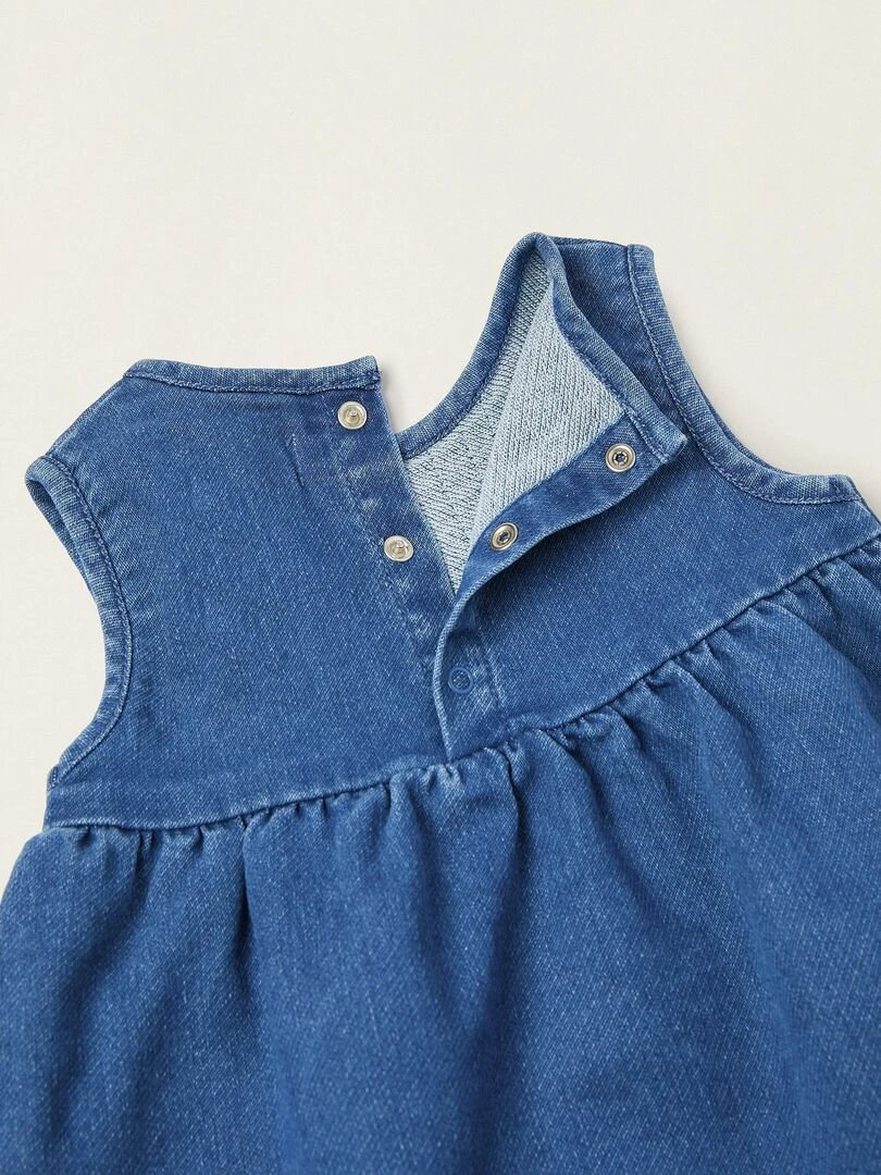 Robe en Denim de Coton Nouveau Née manches courtes  ISLAND CLUB   Bleu