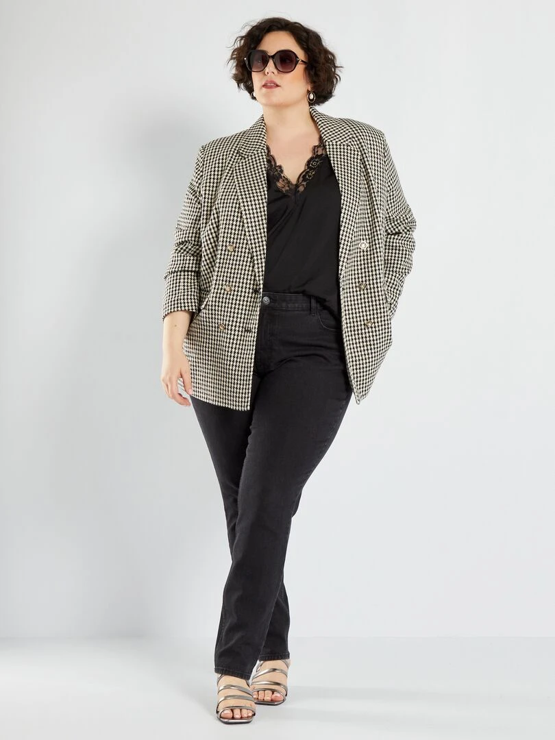 Jean slim à taille haute L32 Noir