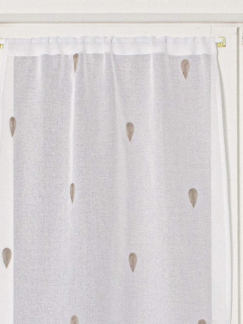 Paire de vitrages droits brodée de gouttes Beige