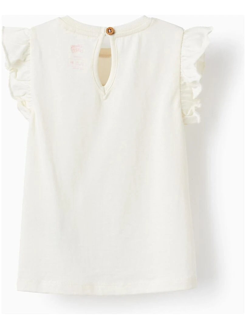 T shirt en coton avec broderies pour bébé fille 'Thumper' manches courtes Blanc