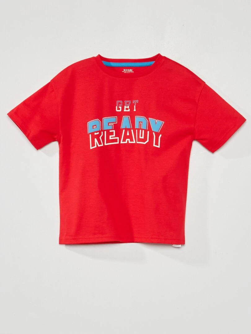 T shirt avec message Rouge