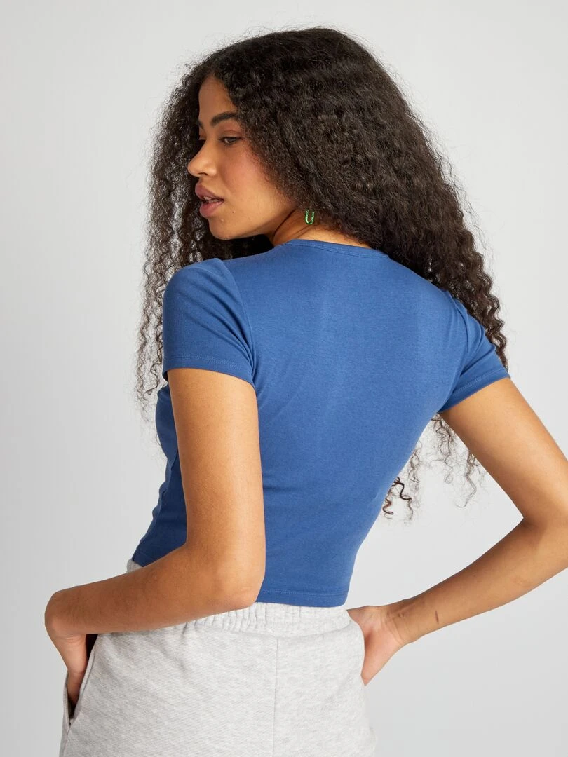 T shirt cropped 'San Diego'   Bleu