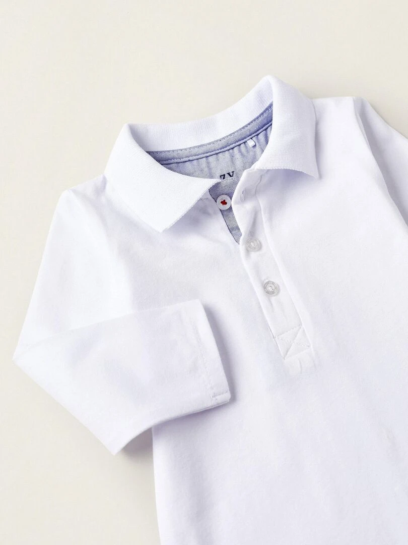 Body polo en coton pour nouveau né manches longues ATLANTIC COMPANY   Blanc