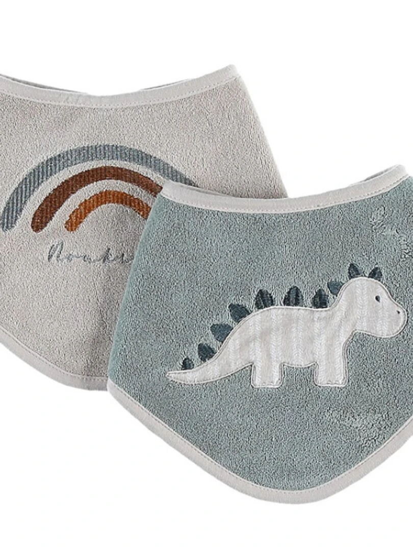 Lot De 2 Bavoirs Bandanas Éponge Tso Gris