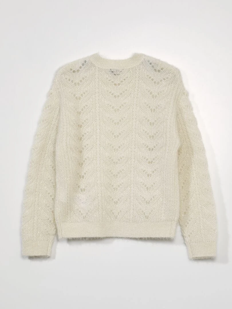 Pull en maille ajourée et fantaisie Blanc