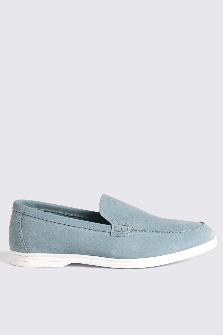 Lewisham Slate Blue Suede Casual Loafers   Buy Online at Moss